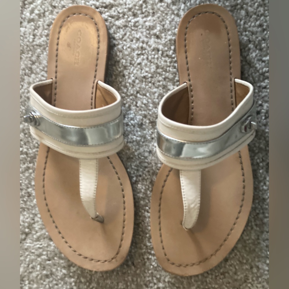 Coach Silver & White Sandals size 11 Stlye Eileen May Clf